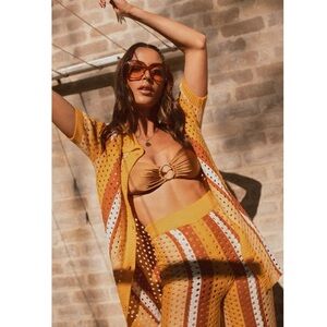 NWT Sunfields at Sunset Crochet Pants & Top Set Pepper Mayo - Size S/M